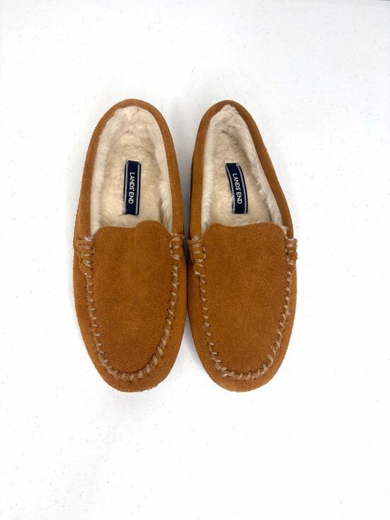 Lands' End Shoes - Lands' End Women's Fuzzy Lined Suede Moccasin Slippers Sz 7 Comfort Cabincore